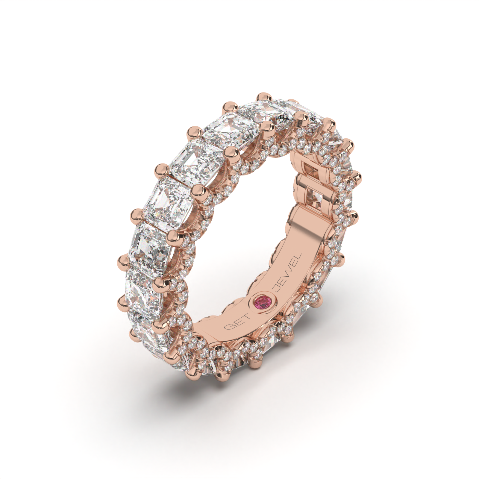 Asscher-Cut All-Around Diamond Eternity Ring with Micro Pavé Accents- Custom Design