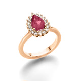 Pear Shape Dianna Princess Ring Set With 1 Carat  Natural Gem