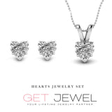 Jewelry Heart Shape Set - Hearts Earrings & Pendant - Lab Eco Diamonds