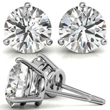 Kate - 3 Prongs Basket Round Brilliant Stud Earring- Lab Created Diamonds