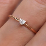 0.32 Carat Tiny Heart - Solitaire Ring - Real Natural Diamonds