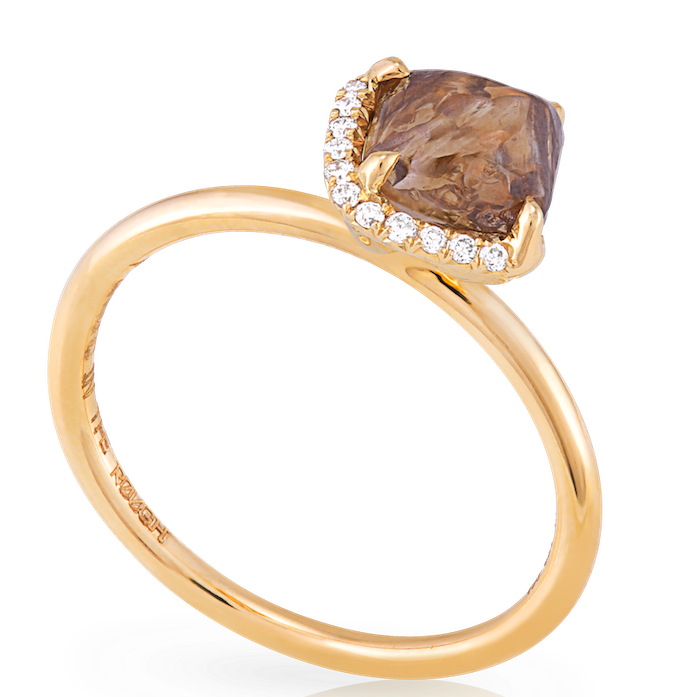 Unusual Natural Raw Diamond Wedding Ring