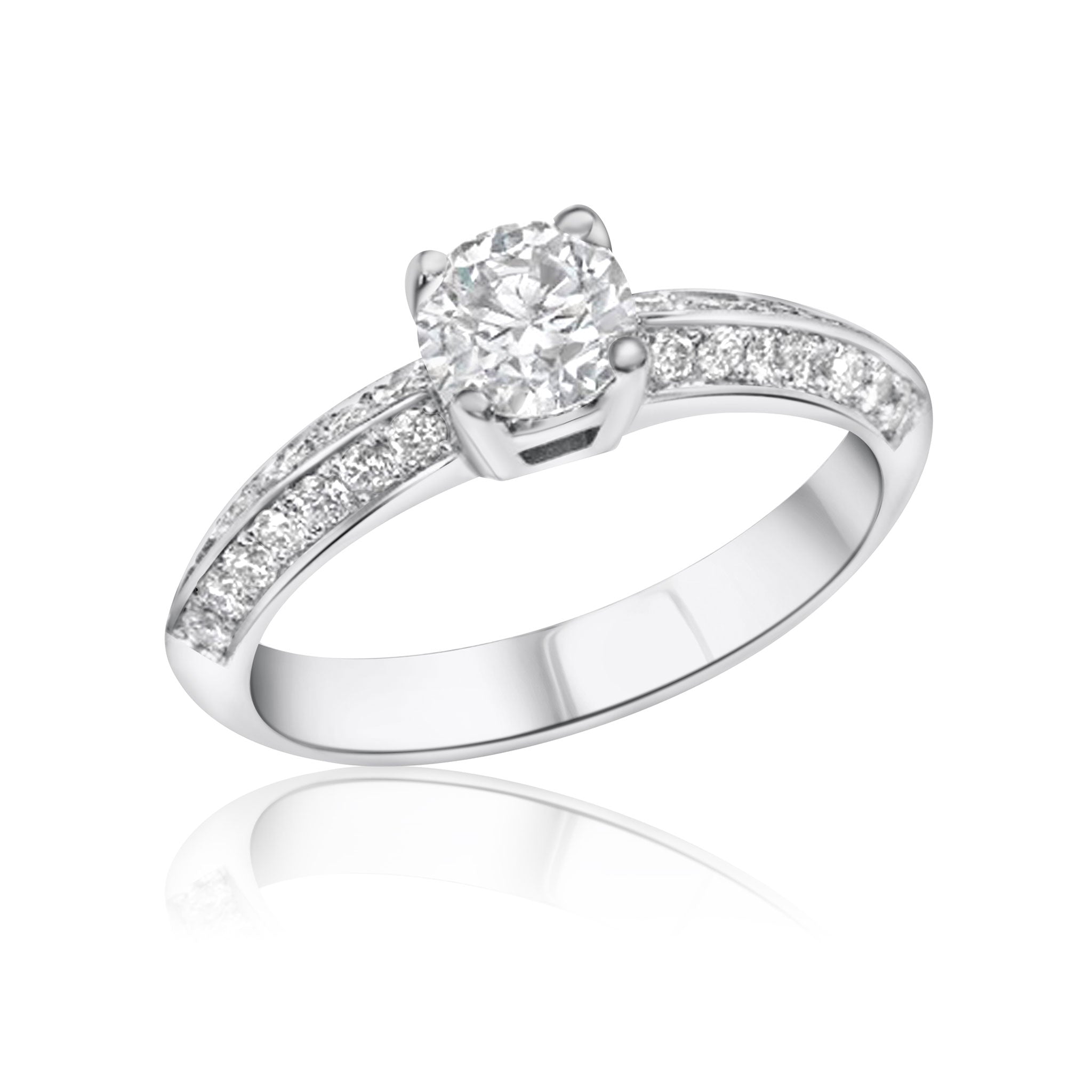 Symbol Of Love - Double Pave Solitaire Ring- Real Natural Diamonds