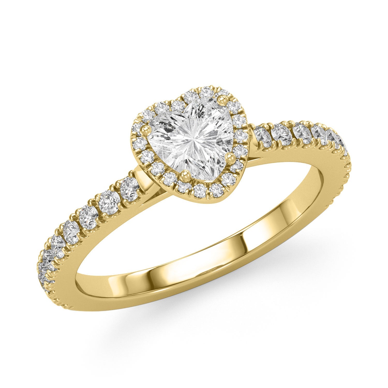 Halo Heart - Settings Solitaire Ring - Lab Created Diamonds
