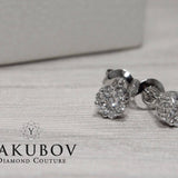 Illusion Micro Pave - Round Shape Stud Earrings- Real Natural Diamonds