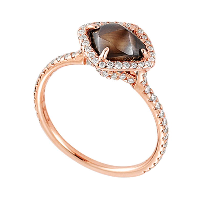 Classic Rose Gold Chocolate Natural Raw Ring