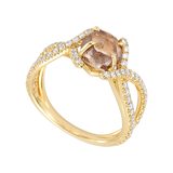 Yellow Gold Unity - Chocolate Brown Natural Raw Ring