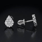 Illusion Micro Pave - Pear Shape Stud Earrings- Real Natural Diamonds