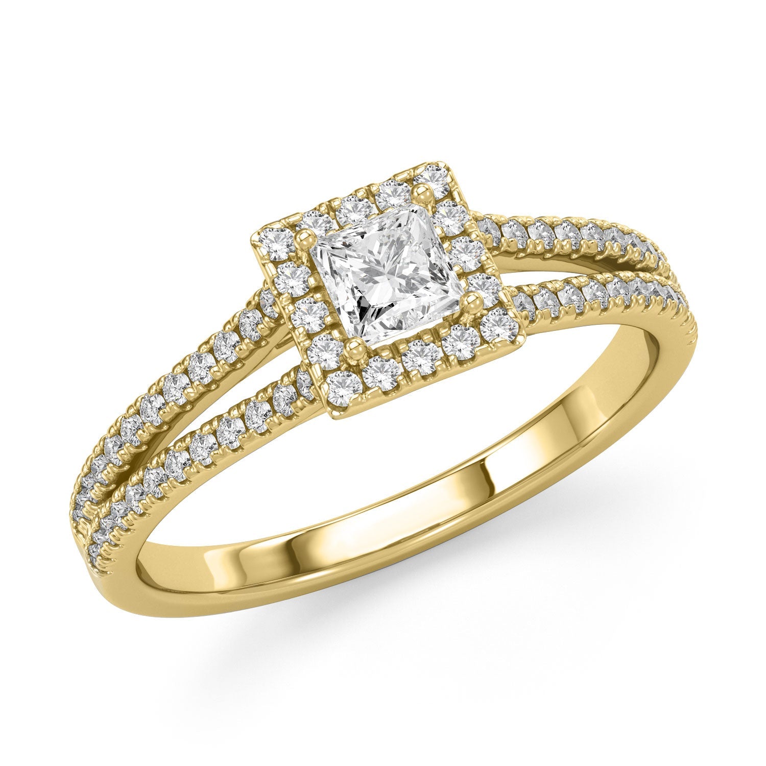 Double Pave Princess - Settings Solitaire Ring - Lab Growing Diamonds