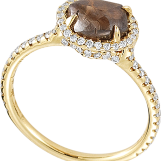 Classic Yellow Gold Chocolate Natural Raw Ring