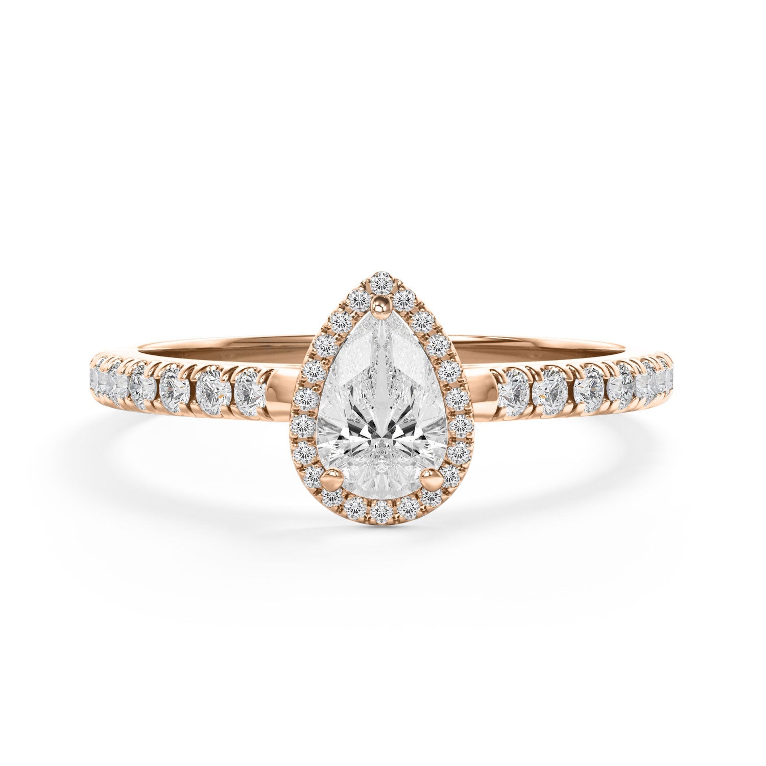 Halo Pear - Settings Solitaire Ring - Lab Created Diamonds