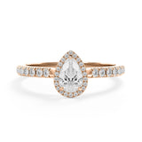 Halo Pear - Settings Solitaire Ring - Lab Created Diamonds