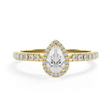 Halo Pear - Settings Solitaire Ring - Lab Created Diamonds