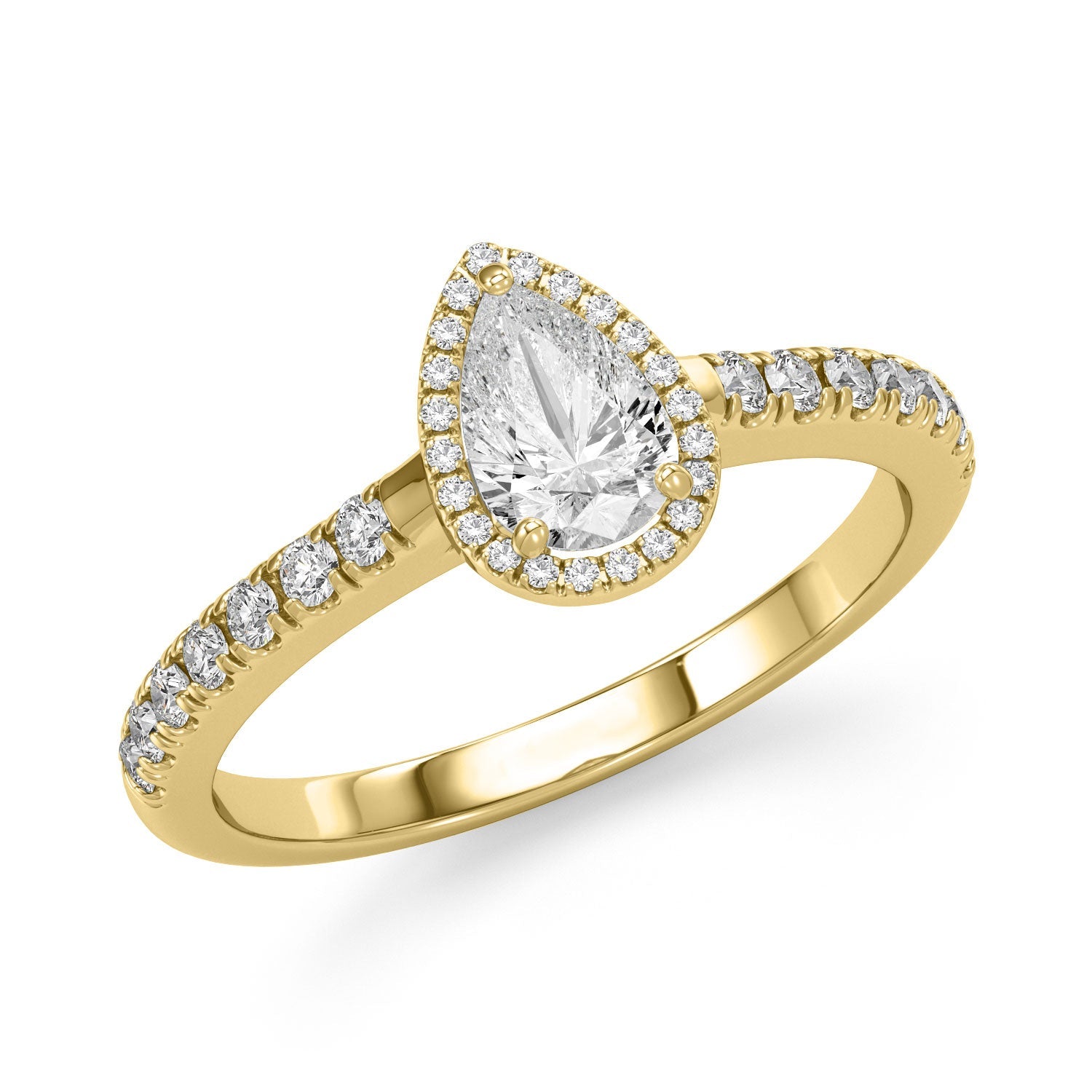 Halo Pear - Settings Solitaire Ring - Lab Created Diamonds