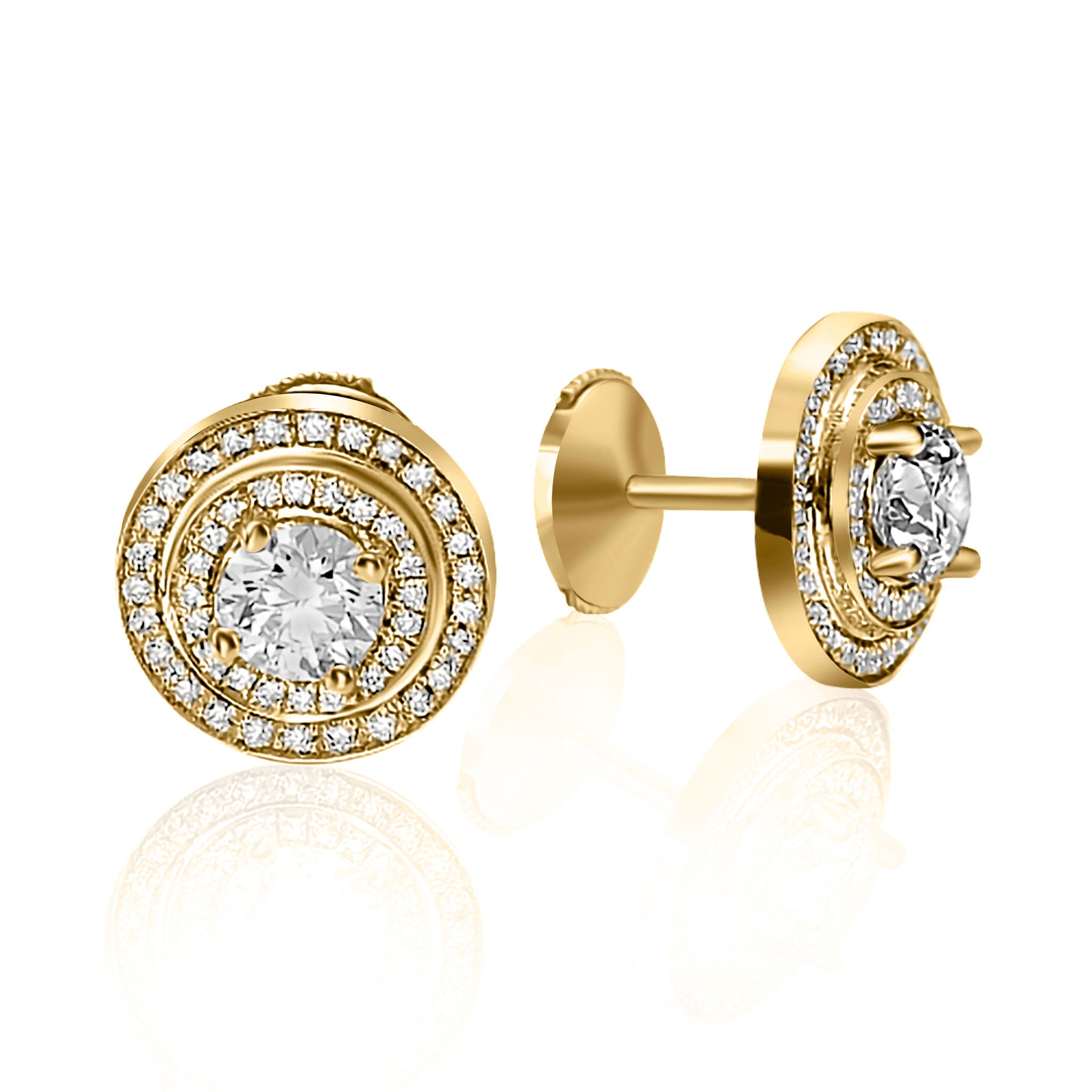 Double Halo Annabel - Round Brilliant Stud Earring - Lab Growing Diamonds