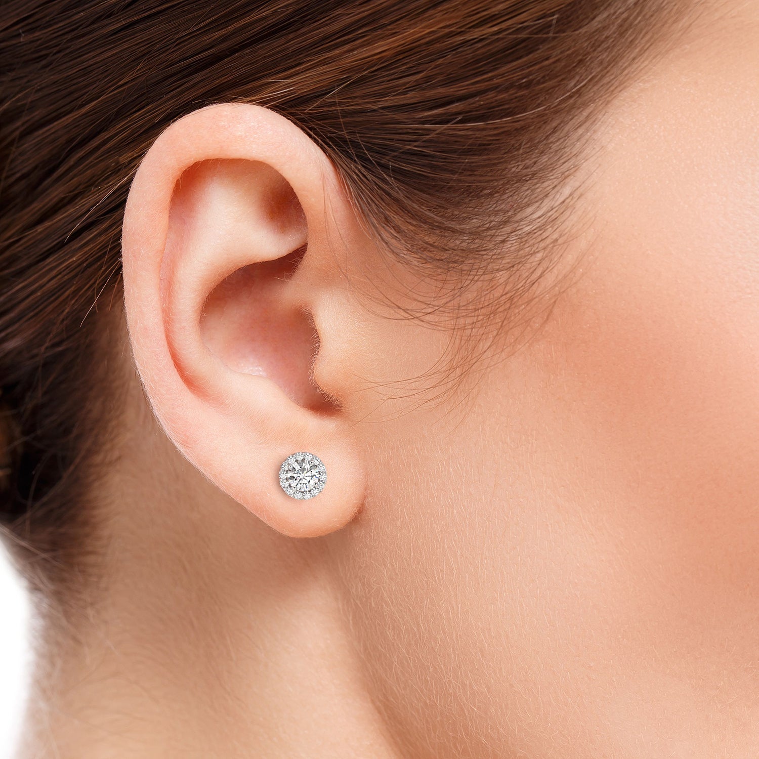 Halo Charlotte - Round Brilliant Stud Earring- Lab Created Diamonds