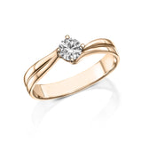 Elegant Double Twist Solitaire - Design Solitaire Ring- Real Natural Diamonds