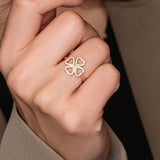 Modern Clover - Design Ring- Real Natural Diamonds