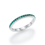 Green Emerald - Half Eternity Ring- Real Natural Gems