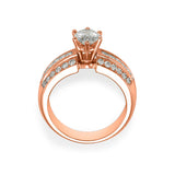 Mix Pave - Trio Band Solitaire Ring- Lab Created Diamonds