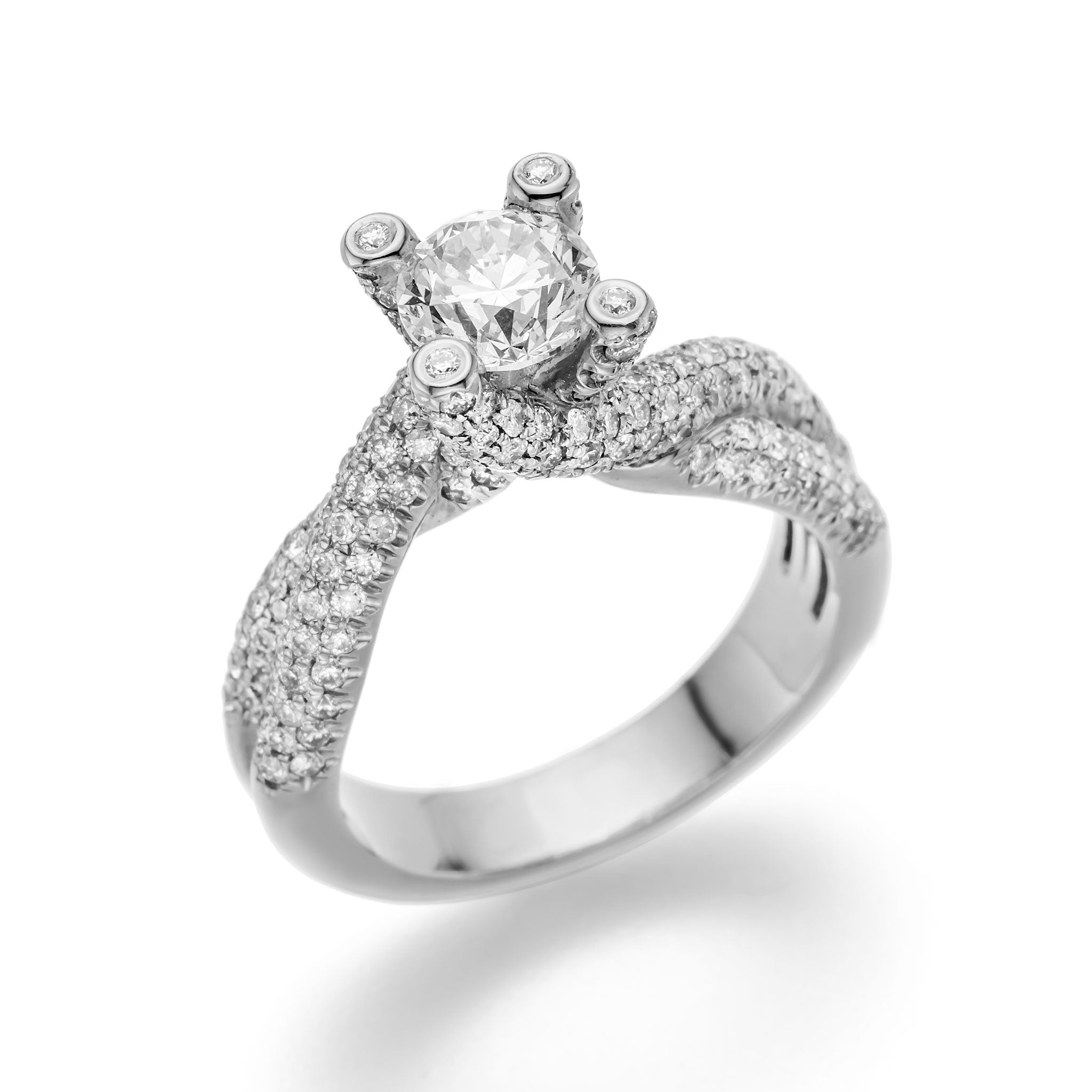 Spin Of Beauty - Double Bands & Prongs Ring- Lab Created Diamonds