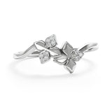 Sparkling Clover Flowers - Design Ring- Real Natural Diamonds