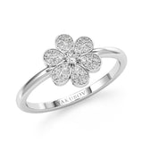 Sparkling Flower Petals - Design Ring- Real Natural Diamonds