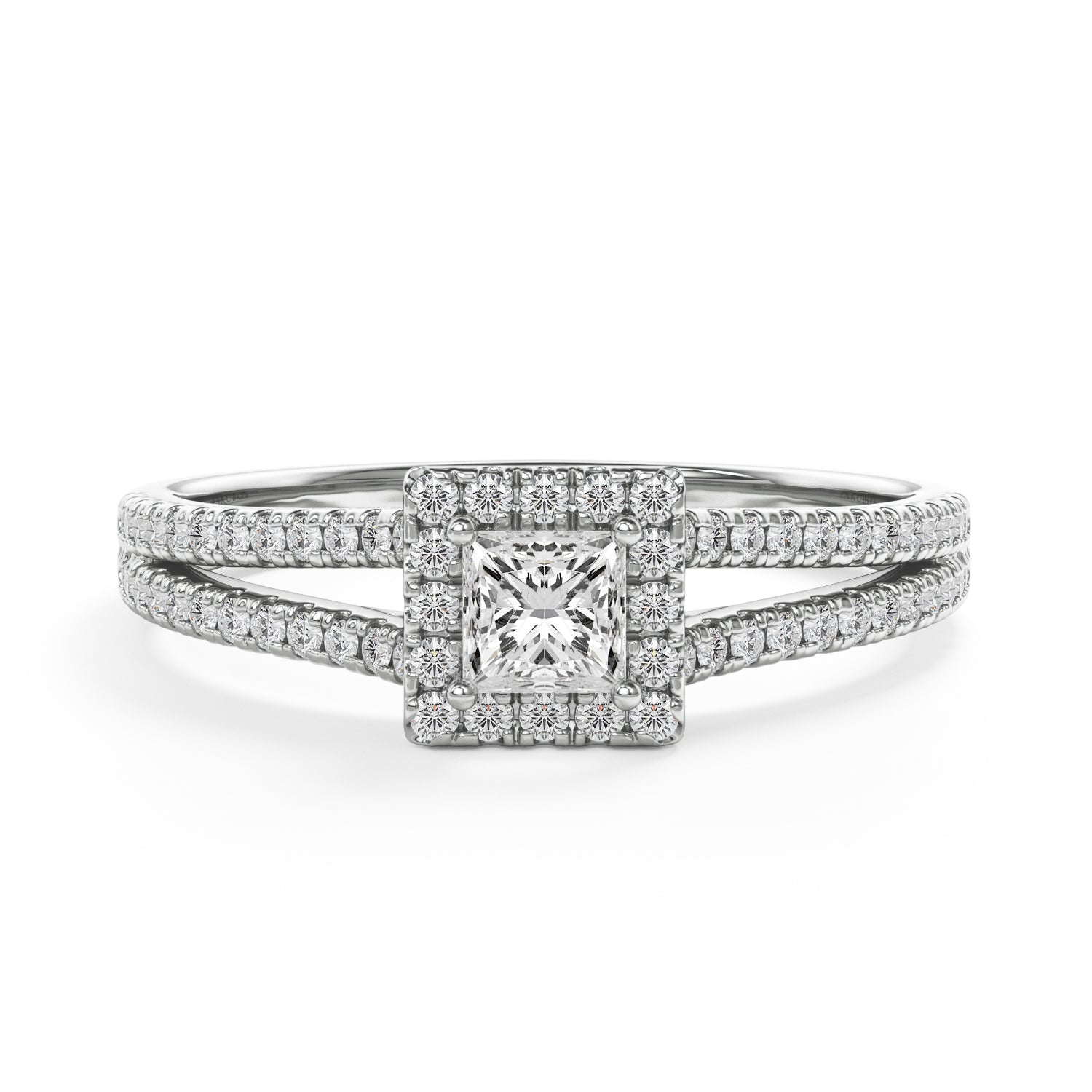 Double Pave Princess - Settings Solitaire Ring - Lab Growing Diamonds
