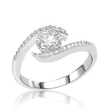 Swan Lake - Solitaire Ring- Lab Created Diamonds