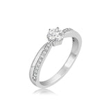 Freedom - Decorated Pave Solitaire Ring- Real Natural Diamonds